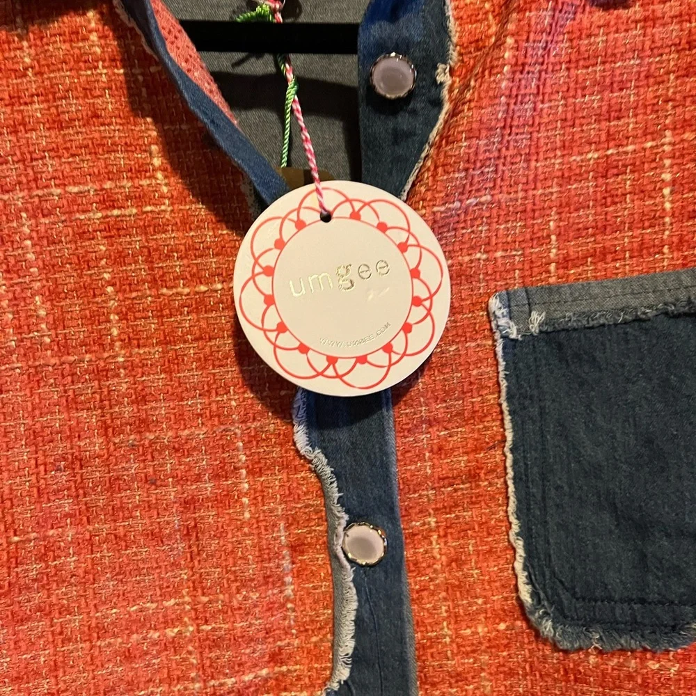Umgee M Orange and Denim Button-Up Shacket - Picture 6 of 8